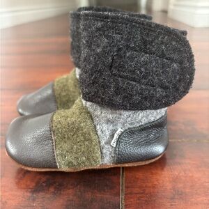 Nook Kids Olive, Gray & Black Wool Leather Boots